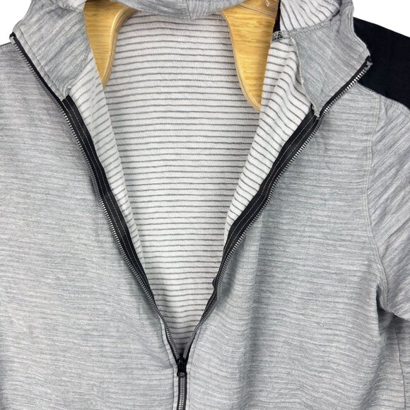 Spyder Active ProWeb Hoodie Mens L Gray & Black Striped Athletic Hood Full-Zip - Picture 6 of 9